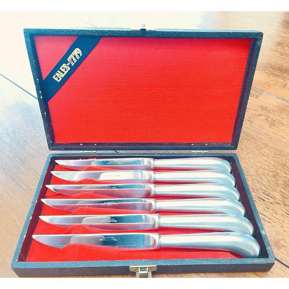 Vintage Eales 1779 Steak Knife Set Of 6 Stainless Steel Japan in Original Box